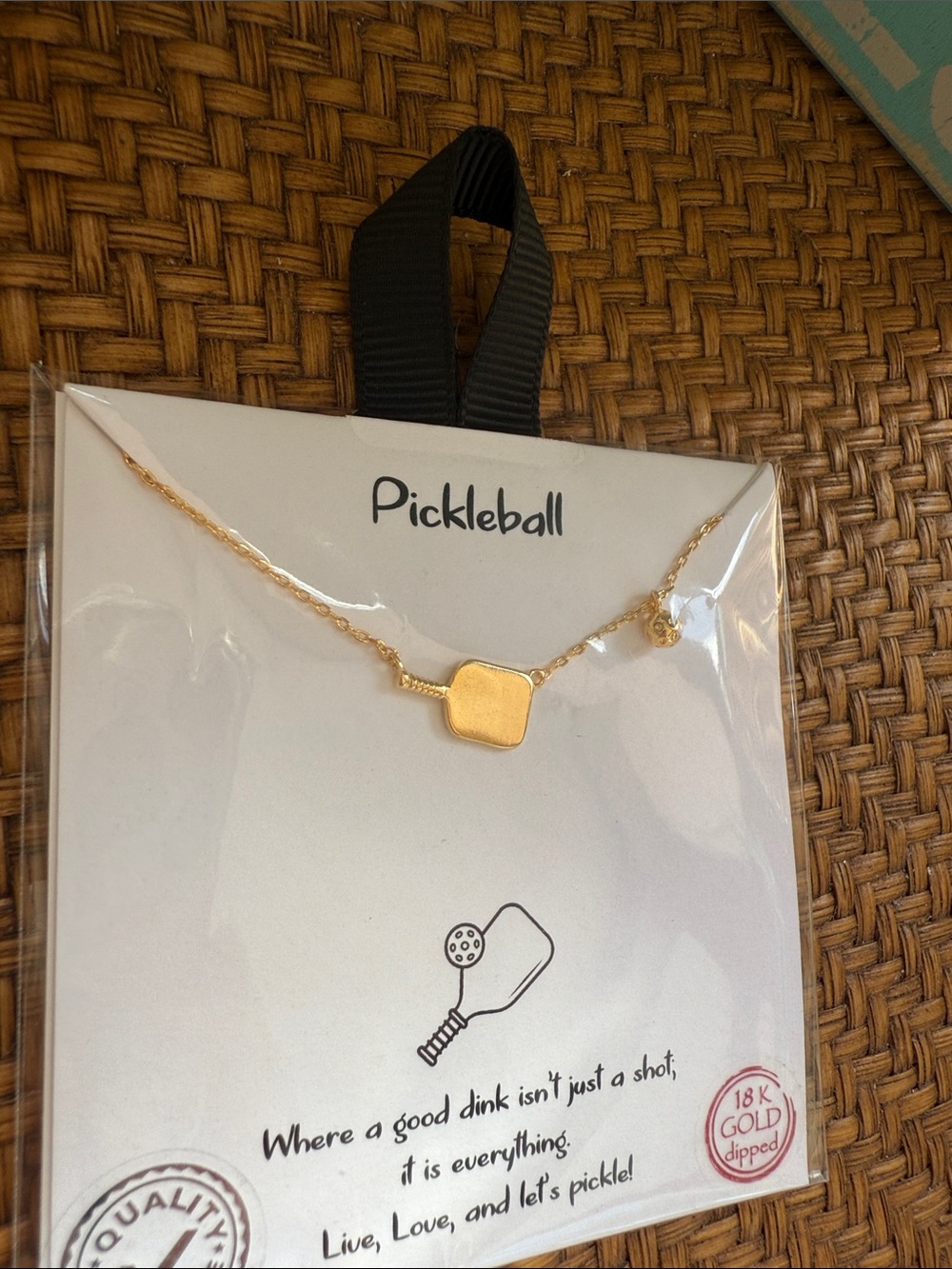 Gold Dipped Mini Paddle Pickleball Necklace by - Picture 5 of 8